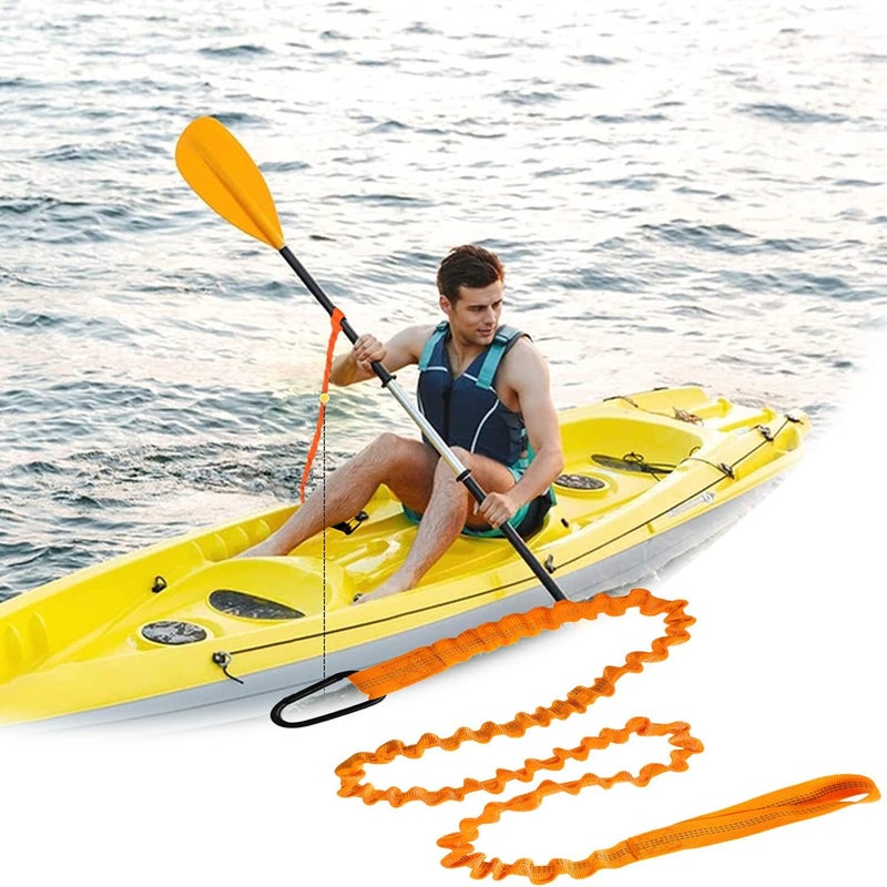 Lvsnro Paddle Leash Kayak Paddle Holder Tool Lanyard - 2 Pack Stretchable Paddle Strap with Carabiner Secure Leash Lanyard Rope for SUP Kayak Canoe Paddle Fishing Pole Rod - Image 2